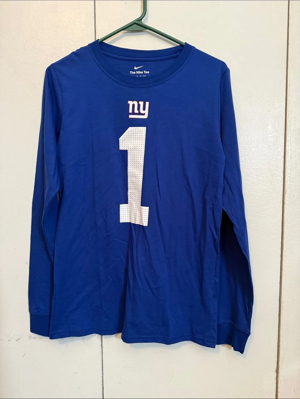 Nike Kids Blue Long Sleeve Tee with White #1 & NY Logo
